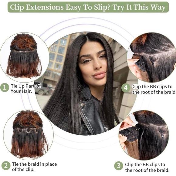 20 inch thick hairpieces black brown straight hair clip in extensions - Picture 7 of 7